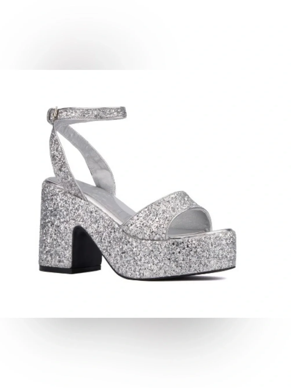 Olivia Miller Women's Silver Glitter Capricorn Platform Heels Size 9